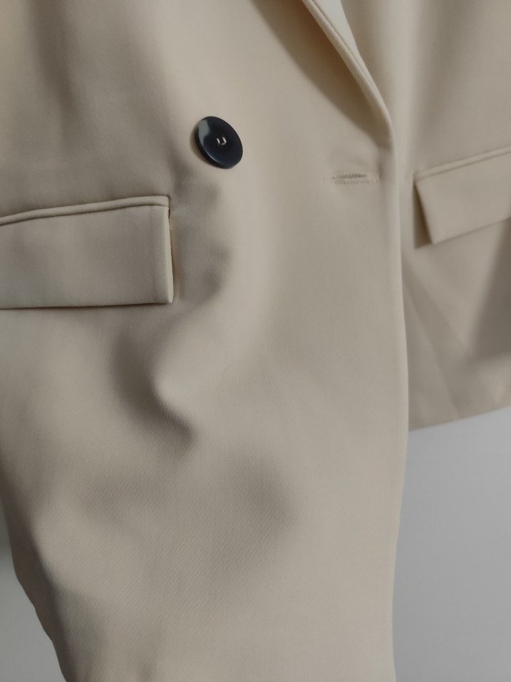 Bej Düğmeli Kadın Blazer Ceket - Görsel 2