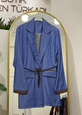 Zara Mavi Denim Uzun Ceket