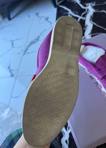 Mor Süet Tokalı Kadın Loafer - Görsel 2