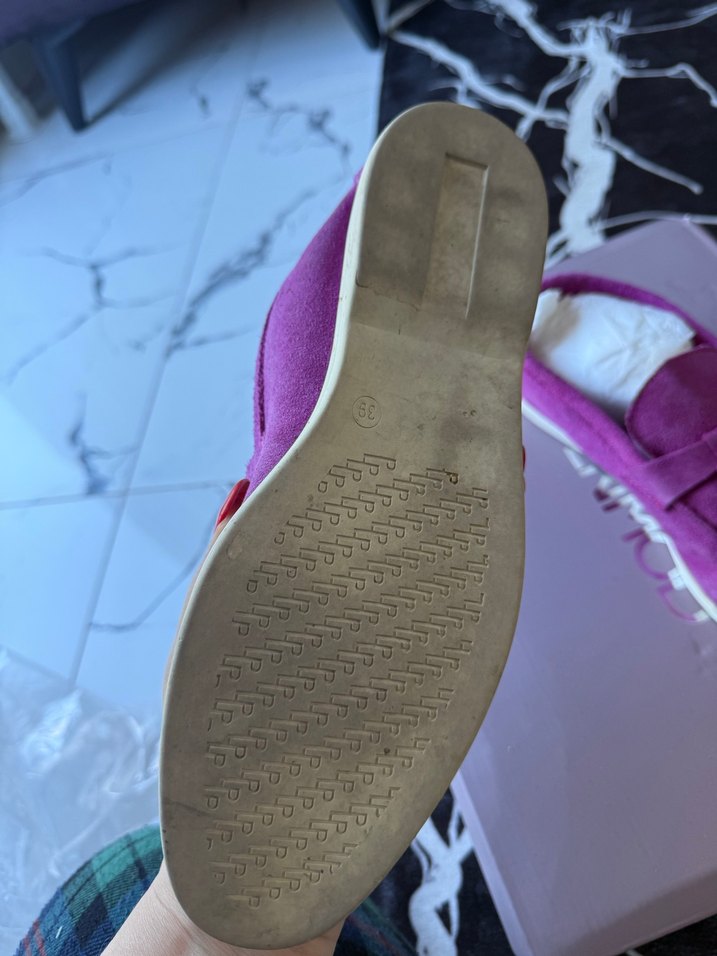 Mor Süet Tokalı Kadın Loafer - Görsel 2