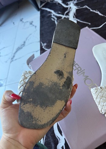 Beyaz Örgü Detaylı Kadın Terlik - Görsel 2