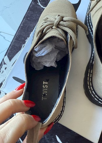 Bej Süet Kadın Günlük Oxford Ayakkabı - Görsel 4