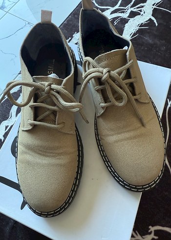 Bej Süet Kadın Günlük Oxford Ayakkabı - Görsel 6