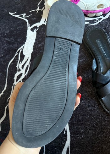 Siyah Kadın deri terlik - Görsel 2