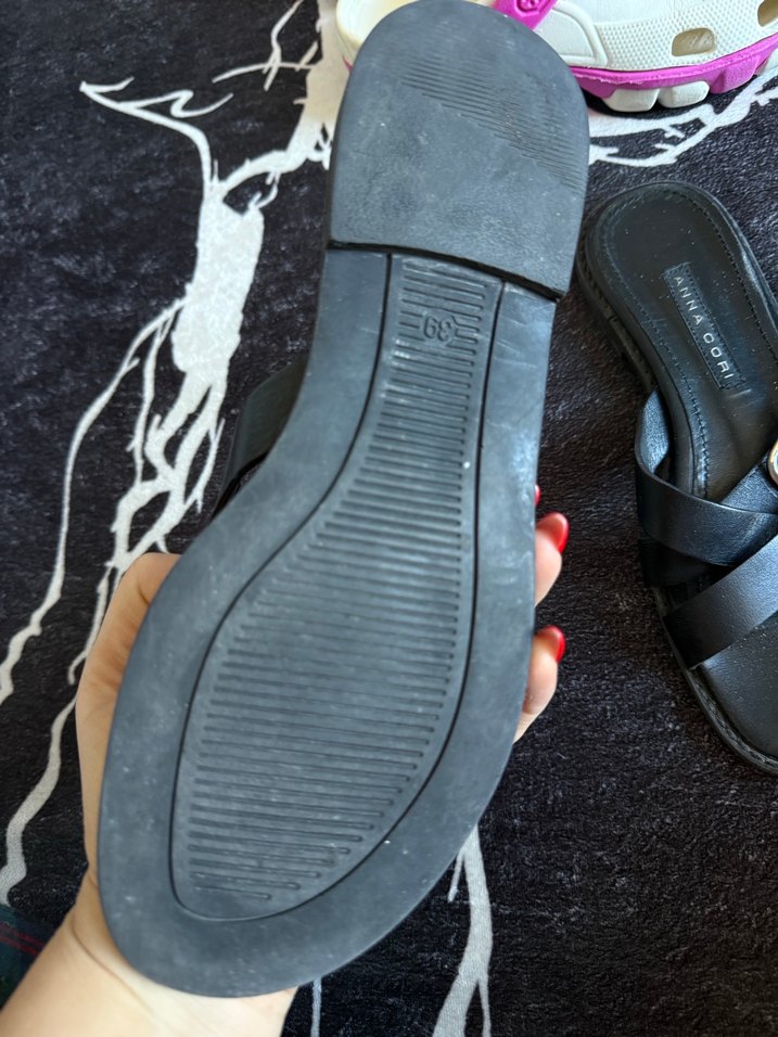 Siyah Kadın deri terlik - Görsel 2