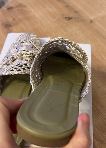 37 Beden ten rengi Renk Örgü Detaylı Bohem Kadın Terlik