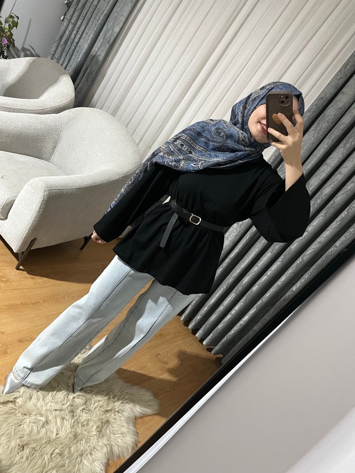 Siyah oversize badi - Görsel 5