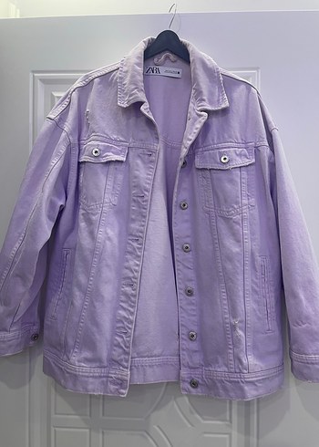 Zara Mor Pastel Düğmeli Kadın Denim Ceket