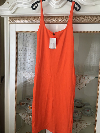 Bershka Turuncu kalem elbise 