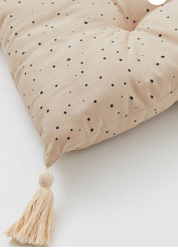 Bej Puantiyeli Keten Çocuk Minderi - Görsel 3