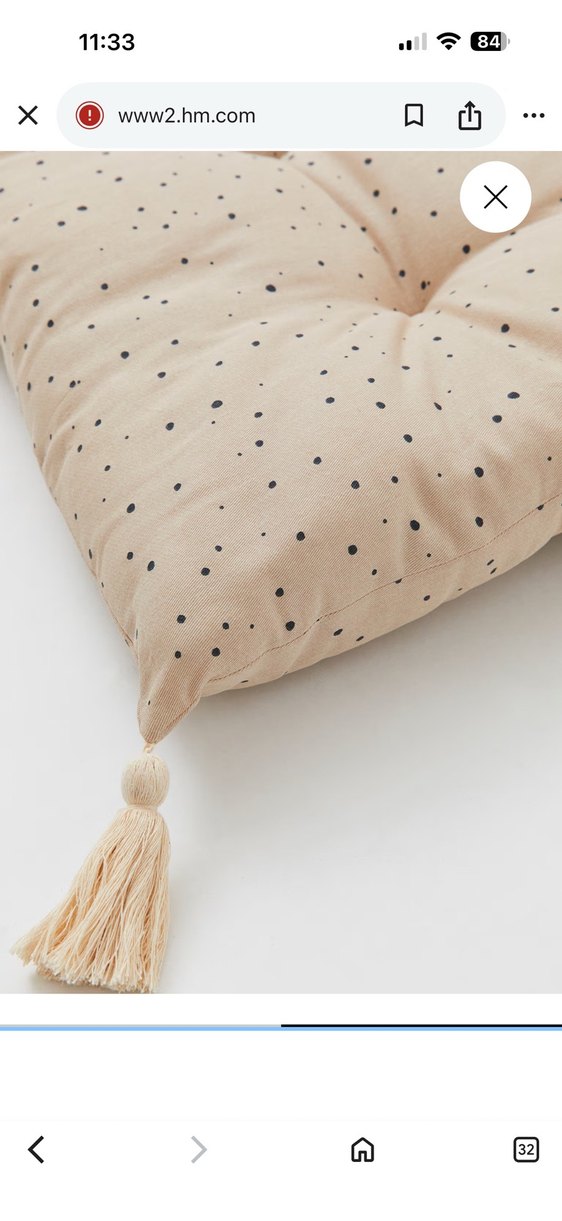 Bej Puantiyeli Keten Çocuk Minderi - Görsel 3