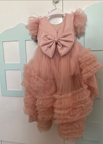 Abiye Pembe Fırfırlı Kız Çocuk Abiye Elbise