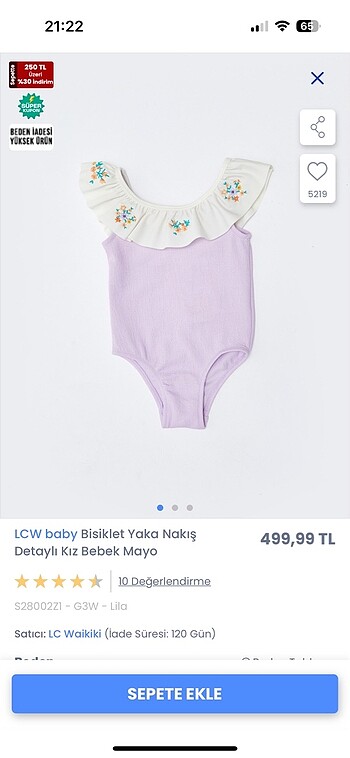Nakış desenli lila renk bebek mayo bikini