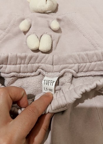 1,5 Yaş Beden gri Renk Kapüşonlu Lila kız bebek eşofman Takımı