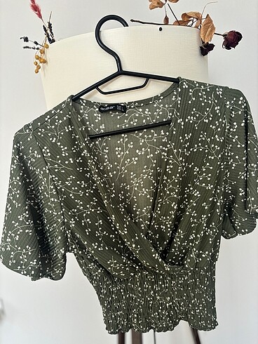 Vintage Love Yeşil çiçekli Bluz