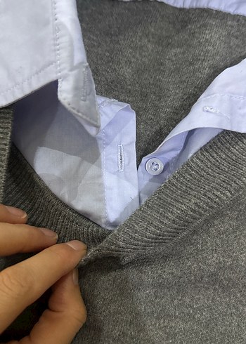 Gömlekli gri kazak  MANGO - Görsel 4