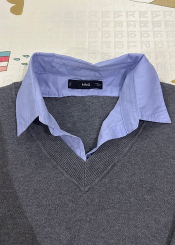 Gömlekli gri kazak  MANGO - Görsel 3