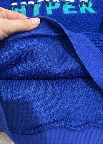 Erkek Çocuk Mavi Peluş Sweatshirt - Görsel 4