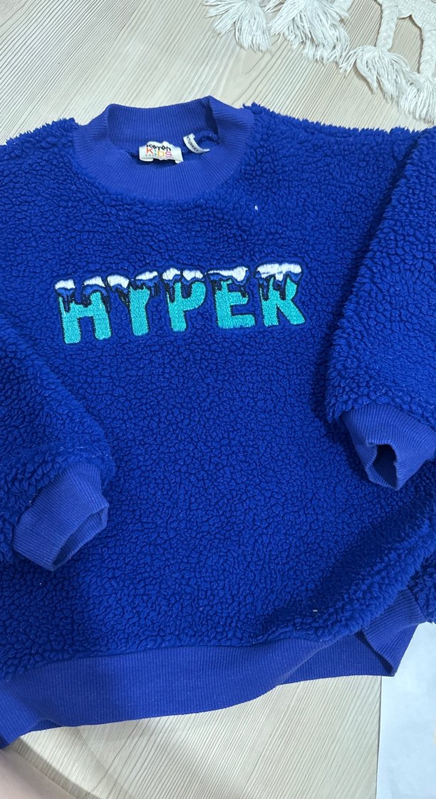 Erkek Çocuk Mavi Peluş Sweatshirt - Görsel 5