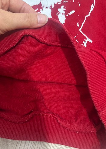 Kırmızı Erkek Baskılı Kısa Kollu Sweatshirt - Görsel 4