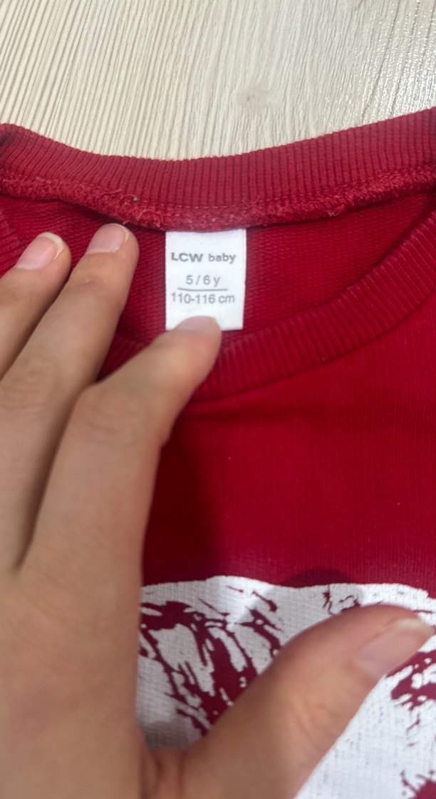 Kırmızı Erkek Baskılı Kısa Kollu Sweatshirt - Görsel 2