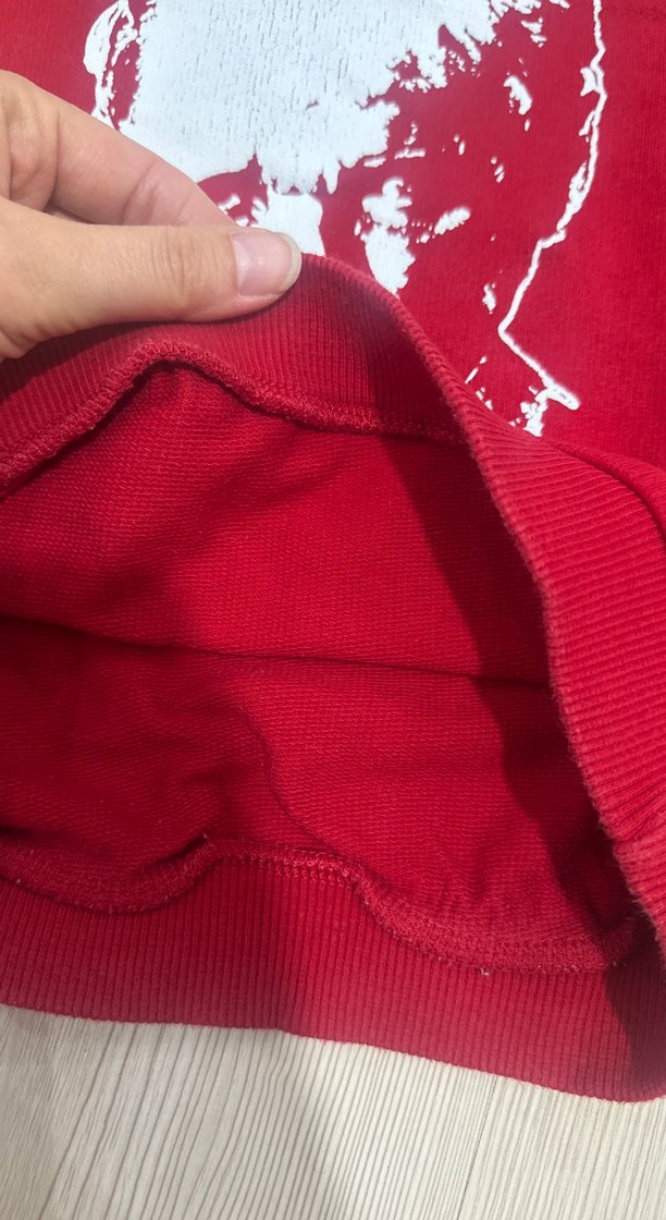 Kırmızı Erkek Baskılı Kısa Kollu Sweatshirt - Görsel 4