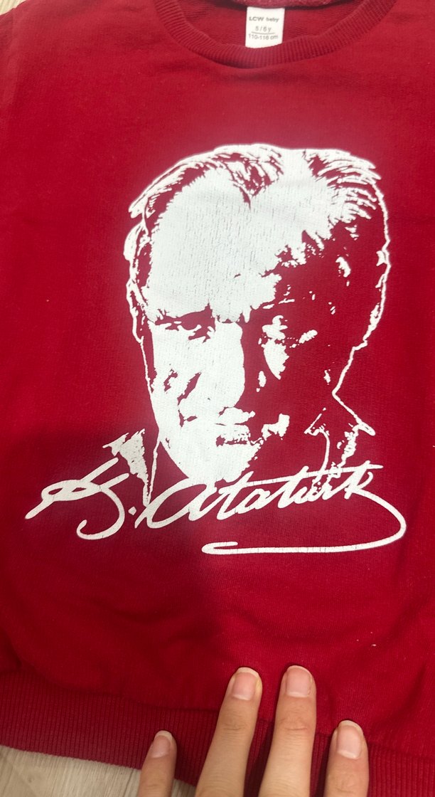 Kırmızı Erkek Baskılı Kısa Kollu Sweatshirt - Görsel 3