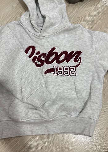 Gri Kapüşonlu Baskılı çocuk Sweatshirt - Görsel 5