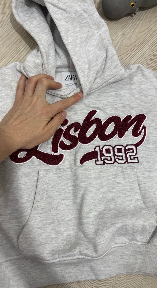 Gri Kapüşonlu Baskılı çocuk Sweatshirt - Görsel 2