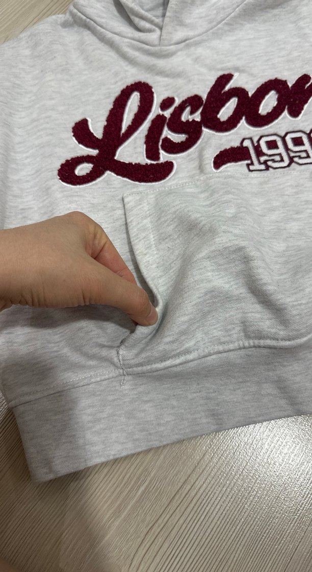 Gri Kapüşonlu Baskılı çocuk Sweatshirt - Görsel 4