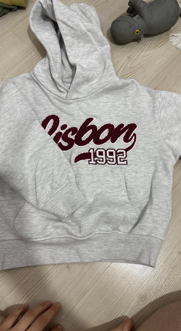 Gri Kapüşonlu Baskılı çocuk Sweatshirt - Görsel 5