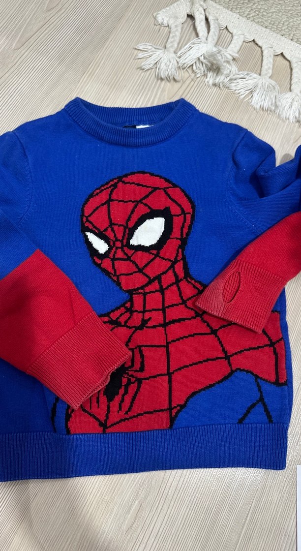 Renkli Örme Örümcek Adam Erkek Çocuk Sweatshirt - Görsel 5