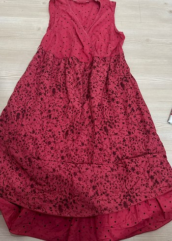 Düğmeli Pembe Puantiyeli Hamile elbise - Görsel 3