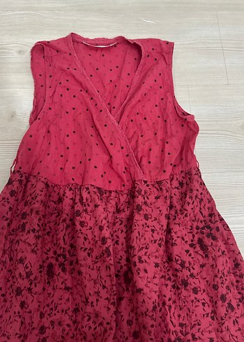 Düğmeli Pembe Puantiyeli Hamile elbise - Görsel 2