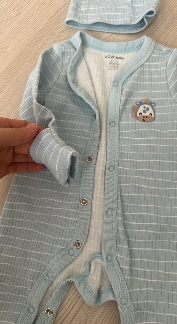 Mavi Bebek Tulum ve Şapka Seti - Görsel 3