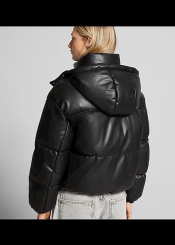 Siyah Kadın M Kışlık Deri Mont - Görsel 3