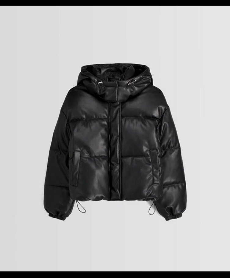 Siyah Kadın M Kışlık Deri Mont - Görsel 2