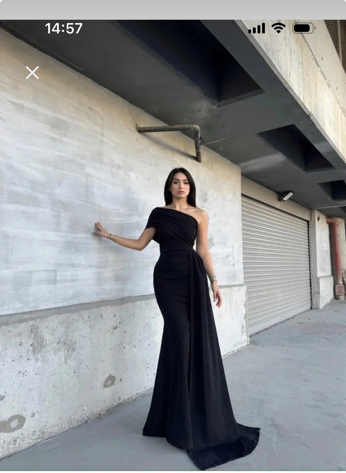 Siyah Drapeli Straplez Uzun Abiye Elbise - Görsel 3