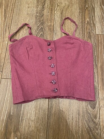 Pembe crop top - keten