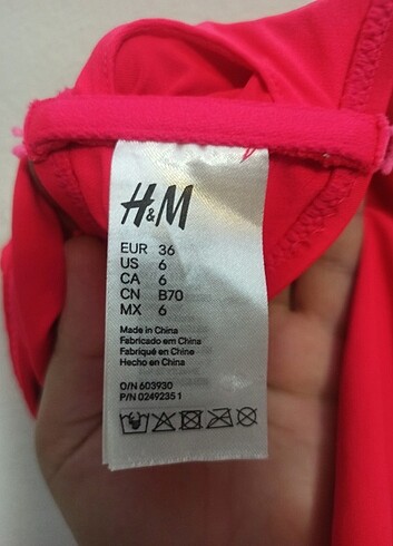 36 Beden pembe Renk 36 beden H&M bikini üstü