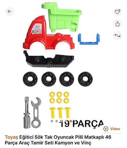 Beden toyaş pilli matkaplı 46 parça araç tamir seti