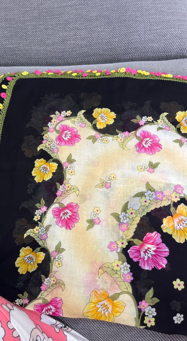 Çiçek Desenli Fırfırlı Kadın tülbent çeyizlik - Görsel 4