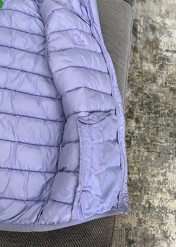 Kız Çocuk mor Kapüşonlu Şişme Yelek BENETTON MARKA - Görsel 4