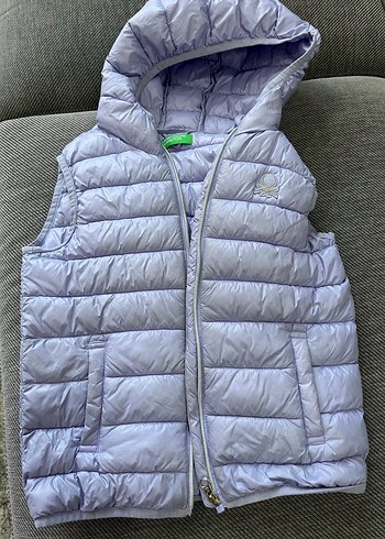 Kız Çocuk mor Kapüşonlu Şişme Yelek BENETTON MARKA - Görsel 3