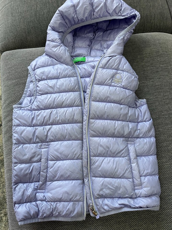 Kız Çocuk mor Kapüşonlu Şişme Yelek BENETTON MARKA - Görsel 3