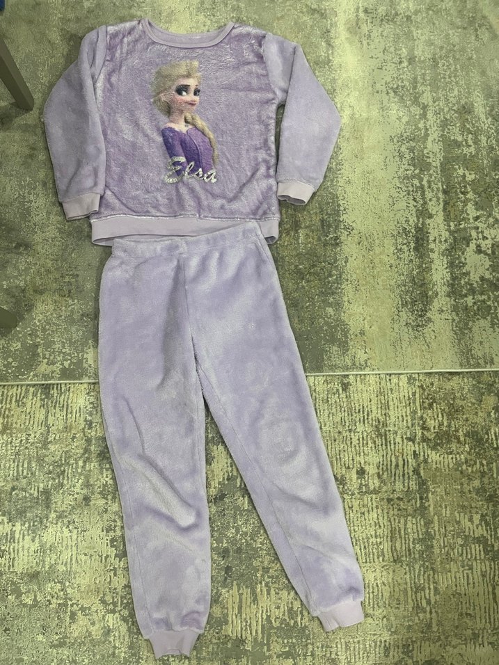 Kız Çocuk H&M MARKA Mor Elsa Baskılı Rahat Eşofman - Görsel 2