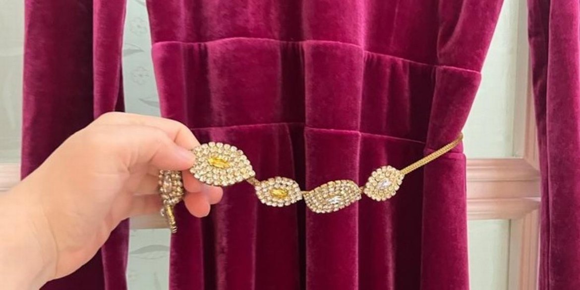 Bordo Uzun Kollu Yüksek Yakalı Kadın Abiye Pınar şems marka - Görsel 4