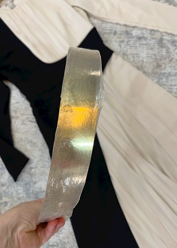 CENGİZ AKTÜRK MARKA Drapeli Siyah-Bej Uzun Elbise - Görsel 6