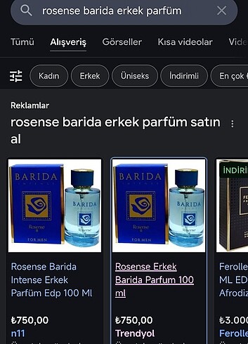 Golden Rose Rosense Barida Erkek Parfümü 