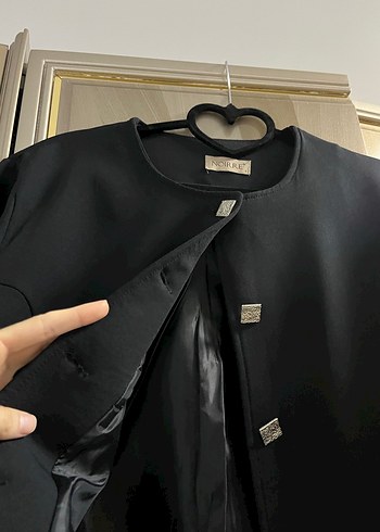 Düğmeli Siyah Kadın Ceket - Görsel 4